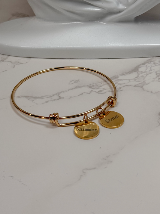 Personalized Gold Charm Bangle Bracelet