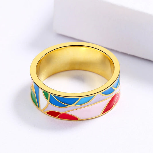 Mosaic Tile Gold Ring