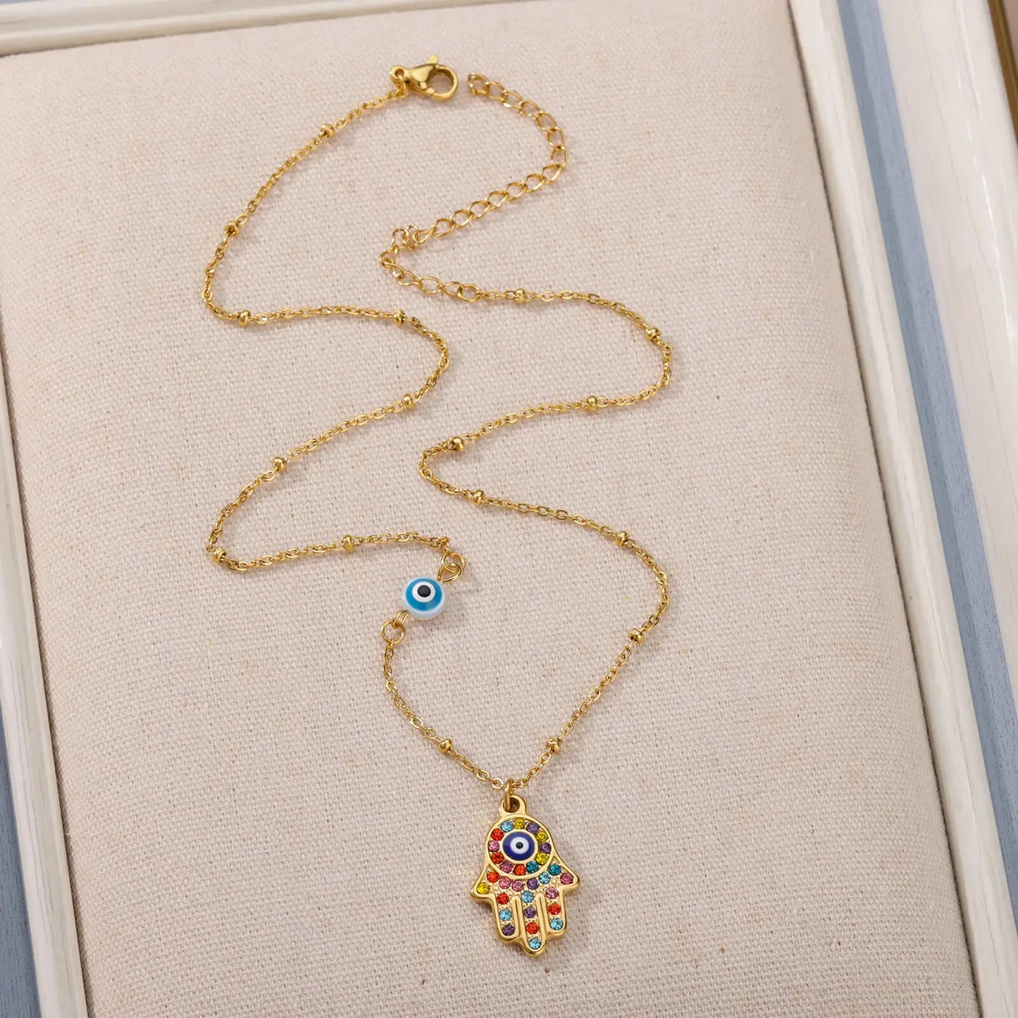 Colorful Evil Eye Fatima Necklace