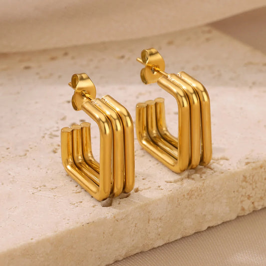 Multi-Layer Square Hoop Earrings