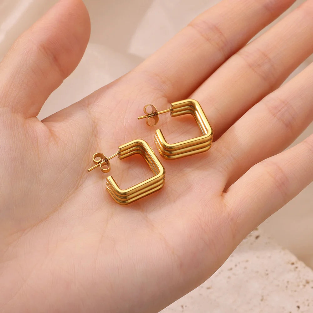 Multi-Layer Square Hoop Earrings