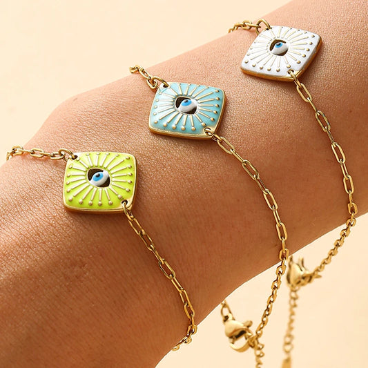 Evil Eye Enamel Charm Bracelet